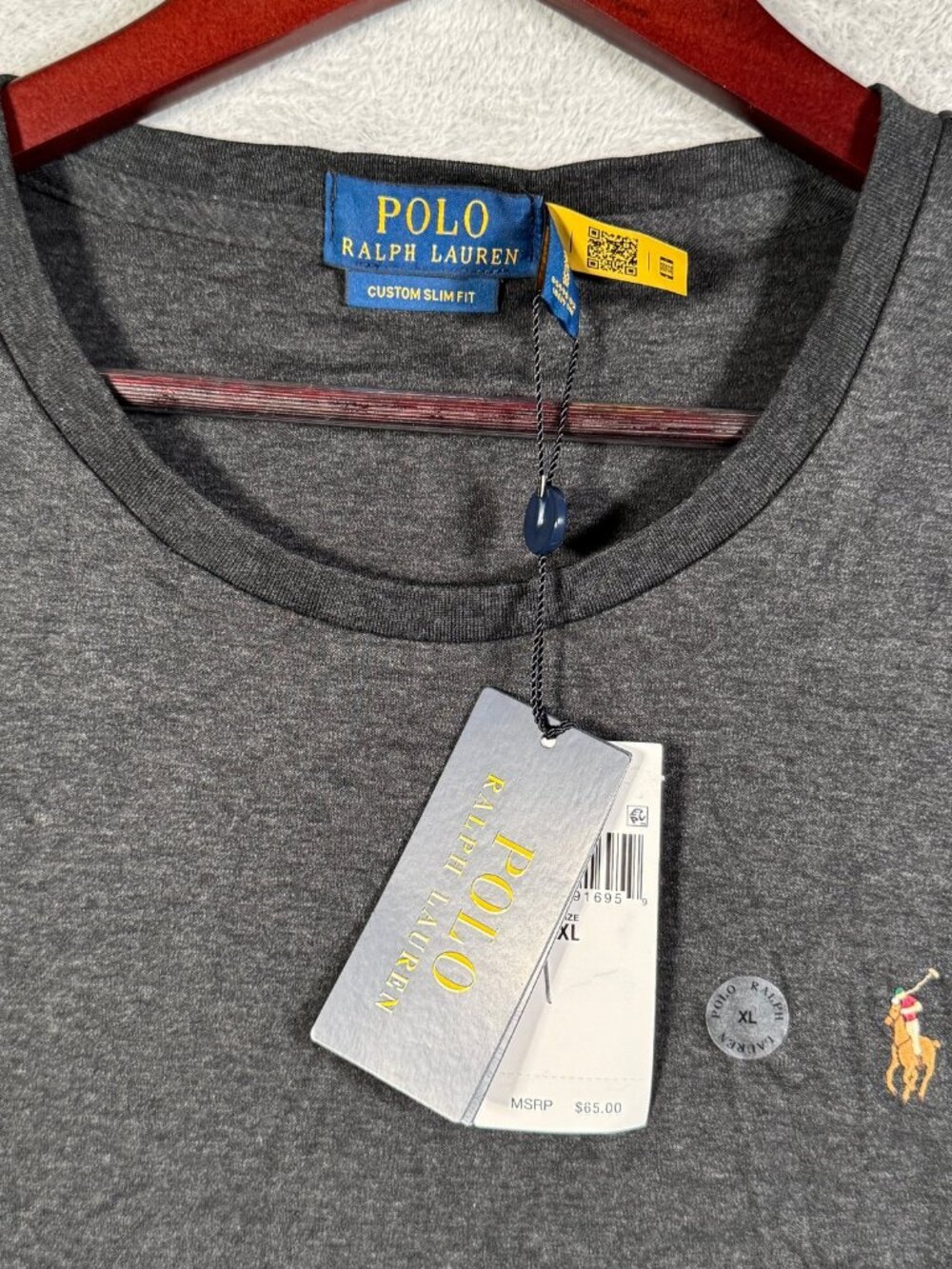 Polo Ralph Lauren T Shirt Mens XL Gray Heather SLIM Fit Pony Logo $65